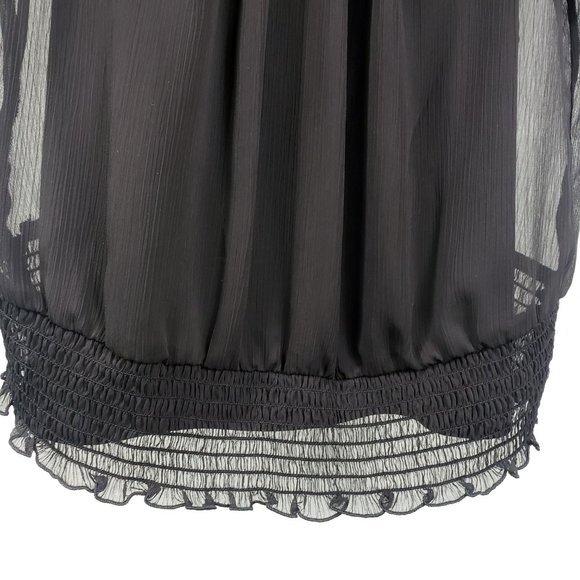 B Wear Women's Black Sheer Floral Short Sleeve Blouse Shirt Tank Top 1 Piece Set - Picture 5 of 14